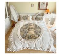 GGYTMQL Cubierta nórdica Suave y Transpirable, Terciopelo Acogedor, Cubierta nórdica de Borde de Volante, Estilo francés en V-intage, Juego de 3 Piezas/4 Piezas, Juego de Tapa dórcula de Ropa de Cama