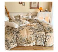 GGYTMQL Cubierta nórdica Suave y Transpirable, Terciopelo Acogedor, Cubierta nórdica de Borde de Volante, Estilo francés en V-intage, Juego de 3 Piezas/4 Piezas, Juego de Tapa dórcula de Ropa de Cama