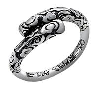 GGYTMQL Dedo meñique de Anillo Abierto, el Anillo de Hombres patrón de Flores Vintage 925 esterlina Ajustable