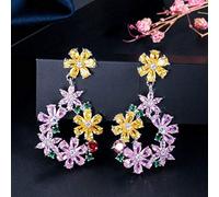 GGYTMQL - Disfraz para mujer, de alta gama, diseño de flores, color amarillo, púrpura, cúbico, circonia, cristal