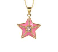 GGYTMQL Drop Aceil Colorido Enamelo Forma de la Estrella Charmas Colgantes de joyería Collar Mejor Fiesta
