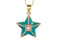 GGYTMQL Drop Aceil Colorido Enamelo Forma de la Estrella Charmas Colgantes de joyería Collar Mejor Fiesta