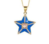 GGYTMQL Drop Aceil Colorido Enamelo Forma de la Estrella Charmas Colgantes de joyería Collar Mejor Fiesta