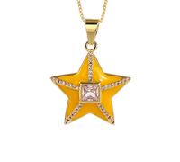 GGYTMQL Drop Aceil Colorido Enamelo Forma de la Estrella Charmas Colgantes de joyería Collar Mejor Fiesta