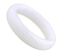 GGYTMQL Elegante brazalete de brazalete clásico de jade para mujeres chinas joyas de buena suerte hechas a mano de jade blanca natural con caja, 54-64 mm, 64 mm
