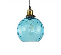 GGYTMQL Elegante lámpara de Noche de Cristal Azul para la habitación de los niños, lámpara de Noche Ajustable de Altura E27 para Colgar en el Techo de Las Islas