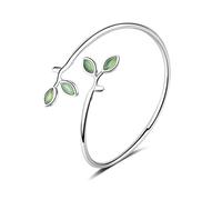 GGYTMQL Esmalte de la rama de oliva verde hojas de brazalete abiertos y brazaletes para mujeres