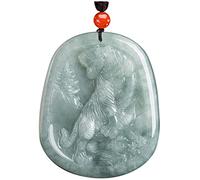 GGYTMQL Especies de Hielo de carva de Mano Natural Esmeralda Tigre Tigre Jade Collar Colgante Joyas de Moda Hombres Regalos de Suerte (Color Gema: mar Verde)