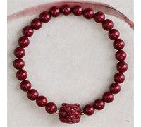 GGYTMQL Feng Shui Amulet Bracelet Prosperity Natural Cinnabar Purple Cinnabar con mascota Reiki Chakra Meditación Atraer el brazalete de transferencia rica afortunado, púrpura, 6 mm cinnabar