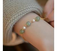 GGYTMQL Feng Shui Hetian Jade Wealth Bracelet Pearls Freshwater Pearls Amuleto Amuleto Lucky Ajustable Pulsera de espíritus malvados Mujeres adecuadas, Estilo B Cinnabar (Color: Estilo A)