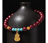 GGYTMQL Feng Shui Wealth Bracelet Natural Cinnabar Bangle Hu Lu Wu Lou Bracelet Psended Crystal atrae dinero buena suerte Amuleta de talismán Fuerte, Cinnabar de 6 mm (tamaño: 6 mm)