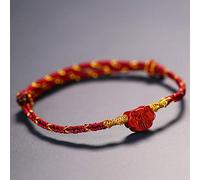 GGYTMQL Feng Shui Wealth Bracelet para mujeres Cinnabar Protección de brazalete trenzada Fu tallada Fu ajustable Brailetera de ocho hilos, cinnabar rojo (color: rojo)