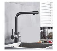 GGYTMQL Filtro de la cocina del grifo para beber agua pura grifo de cocina de oro negro mango doble siete letras 360 rotación caliente y frío (antiguo)
