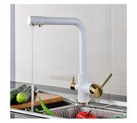 GGYTMQL Filtro de la cocina del grifo para beber agua pura grifo de cocina de oro negro mango doble siete letras 360 rotación caliente y frío (antiguo)