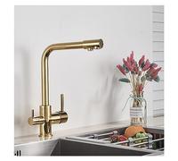 GGYTMQL Filtro de la cocina del grifo para beber agua pura grifo de cocina de oro negro mango doble siete letras 360 rotación caliente y frío (antiguo)