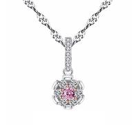 GGYTMQL Forma Colgante de Forma Colgante de Cristal Rosa Piedra de circón para Mujeres 925 Collares de Colgantes esterlinas Joyas Hechas en China