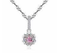 GGYTMQL Forma Colgante de Forma Colgante de Cristal Rosa Piedra de circón para Mujeres 925 Collares de Colgantes esterlinas Joyas Hechas en China