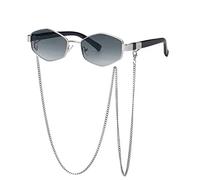 GGYTMQL Gafas de sol cuadradas pequeñas irregulares con cadena degradada para mujer, gafas de sol de aleación para mujer, UV400, gris (silver gray), Talla única