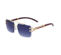 GGYTMQL Gafas de sol de madera para hombre, cuadradas, sin montura, de grano de madera, vintage, a la moda, lujosas, retro, C1, Talla única