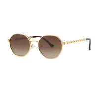 GGYTMQL Gafas de sol de polígono de moda para mujeres y hombres, gafas de sol de metal retro, C04 Gold Coffee, Talla única