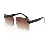 GGYTMQL Gafas de Sol de Remaches para Mujeres con Gafas sin fronteras Decoración de Disparos de la Calle Sunnies