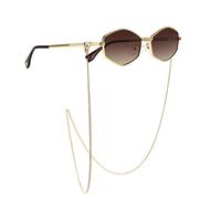 GGYTMQL Gafas de sol pequeñas irregulares de cadena 2025 para mujer, gafas de sol con cadena degradada, gafas de sol de aleación para mujer, UV400, Gold Double Tea, Talla única
