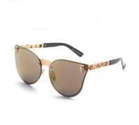 GGYTMQL Gafas de sol redondas sin montura vintage para mujeres y hombres, Gold, Talla única