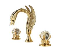 GGYTMQL Gasco de Lavabo Washbasin, Grifo de baño de Oro de Oro de Lujo 3pcs, 2 manijas Mezclador de baño Mejorado para la Batalla de Belleza grifos, Oro (níquel Cepillado)