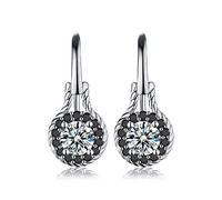 GGYTMQL Genuino 2.6G 925 Pendientes de Plata esterlina Joyas Finas Flor de espinela Negro Pendientes Colgantes para Mujeres