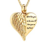 GGYTMQL God Has You in His Arms Have You in My Heart - Collar de acero inoxidable para cenizas, alas de ángel, joyería de cremación, dorado, 10 unidades