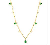 GGYTMQL Green Crystal Tassel Water Drop Bead Link Chain Collar Joyería para Mujeres Accesorios