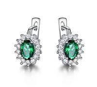 GGYTMQL Green Emerald Blue Sapphire Gemstone Clip Pendientes para mujeres Joyas de boda Boda