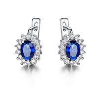 GGYTMQL Green Emerald Blue Sapphire Gemstone Clip Pendientes para mujeres Joyas de boda Boda