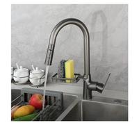 GGYTMQL Grifo, cocina gris de cocina de la cocina del grifo de un solo manejo de un solo arco de arco de arco de cisne moderno fregadero de fregadero con belleza de estante de almacenamiento viene
