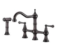 GGYTMQL Grifo de Cocina CenterSet Bridge de 8 Pulgadas con pulverizador Lateral de latón 2 manijas 4 Hoyos Antiguos clásicos patrimonios para el Fregadero del Fregadero del Fregadero de Montaje