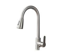 GGYTMQL Grifo de cocina cromada/negra de la cocina de agua fría y caliente fregadero de agua fría del fiscal retráctil rotatable (níquel)