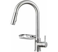 GGYTMQL Grifo de cocina de acero táctil con estante, grifo giratorio de 360 ° de 360 °, grifo caliente fría para el hotel casero-negro (blanco)