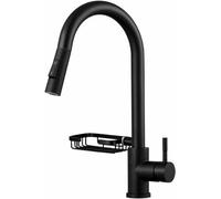GGYTMQL Grifo de cocina de acero táctil con estante, grifo giratorio de 360 ° de 360 °, grifo caliente fría para el hotel casero-negro (blanco)