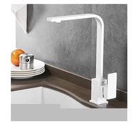 GGYTMQL Grifo de cocina de latón negro palanca simple H/C 360 Rotación Mezcladora Tail Basin Grule grúa Tap para el grifo de baño (pintura blanca)