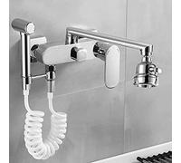 GGYTMQL Grifo de cocina grifos de cocina montada en la pared grifos cromados grifo de fregadero chapado dos oritos con la batidora de cocina montada en la pared grifo-a (a)