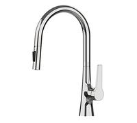GGYTMQL Grifo de cocina montada en la cubierta de rosa negra dos funciones de dos funciones saque la batidora de agua fría y caliente toques (gris)