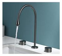 GGYTMQL Grifo de cocina montada en la cubierta de rosa negra dos funciones de dos funciones saque la batidora de agua fría y caliente toques (gris)
