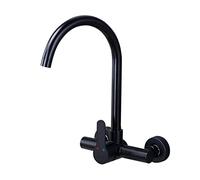 GGYTMQL Grifo de cocina montada en la pared grifo negro fregadero de acero inoxidable agua caliente agua y agua fría grifo de cocina-b (b)