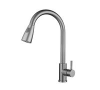 GGYTMQL Grifo de Cocina Tirando el Sensor de níquel Cepillado Acero Inoxidable de Acero Inoxidable de inducción Inteligente Toque de Toque de Toque de Toque (Negro Mate, Toque Inteligente)