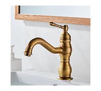 GGYTMQL Grifo de cuenca de latón antiguo 360 Rotación Manejo único para la batidora fría fría del baño del baño del lavabo del recipiente grifo del fregadero (drenaje)