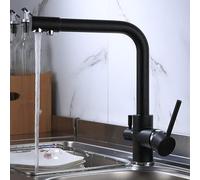 GGYTMQL Grifo de fregadero de cocina para bar de granja de barras, grifos de cocina de filtro, cobre negro 360 gira el toque del fregadero, con característica de purificación de agua, grifos de la