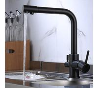 GGYTMQL Grifo de fregadero de cocina para bar de granja de barras, grifos de cocina de filtro, cobre negro 360 gira el toque del fregadero, con característica de purificación de agua, grifos de la