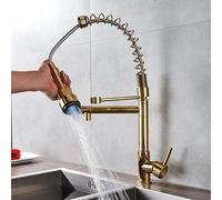 GGYTMQL Grifo de Fregadero de Cocina para Bar de Granja de Barras, Toque de batidora de Cocina de Oro de latón de Lujo con LED, un Solo Mango de un Solo Orificio de Agua fría (sin LED)