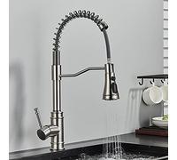GGYTMQL Grifo de fregadero de cocina para barra de granja comercial, níquel negro saque la cubierta de cocina monte tres modos con espadas de rotación del fregadero de resorte (grifo negro)