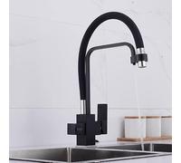 GGYTMQL Grifo de fregadero de cocina para comercialización de granja de barras, grifos de cocina de filtro, múltiples funciones de latón negro 360 gire cocina con toques de mezcla de fregadero de